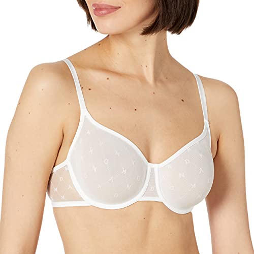 DKNY Damen Monogram Mesh Unlined Bra Demi BH, Popeline Weiß, 70D