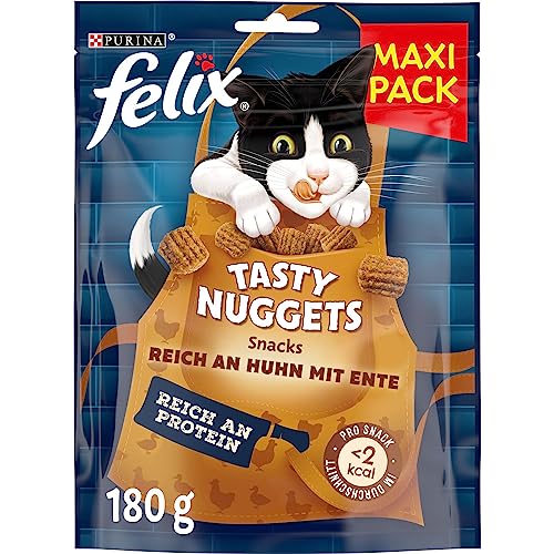 FELIX Tasty Nuggets Katzensnack, mit Huhn und Ente, 6er Pack (6 x 180g)