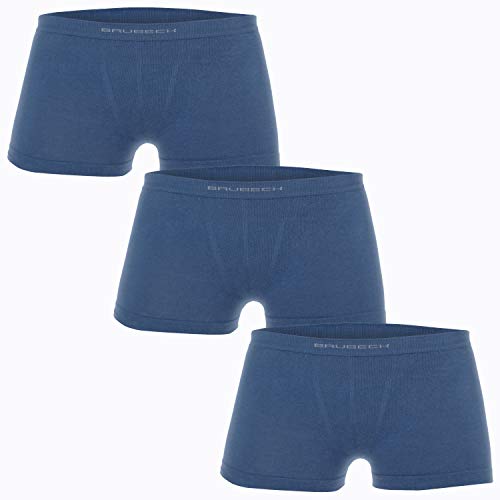 BRUBECK Unterhose Kinder Jungen 3er Pack | Retropants atmungsaktiv nahtlos | Unterwäsche Jungs | Boys Boxer Briefs | Trunks semaless | 81% Baumwolle | Hellblau, Gr. 104-110 | BX10530