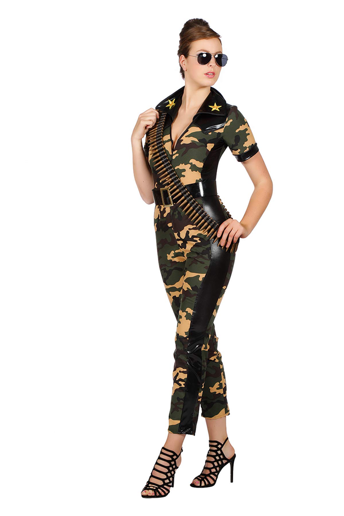 Soldatin Kostüm Damenkostüme Damen Karneval Fasching Overall Gürtel Camouflage