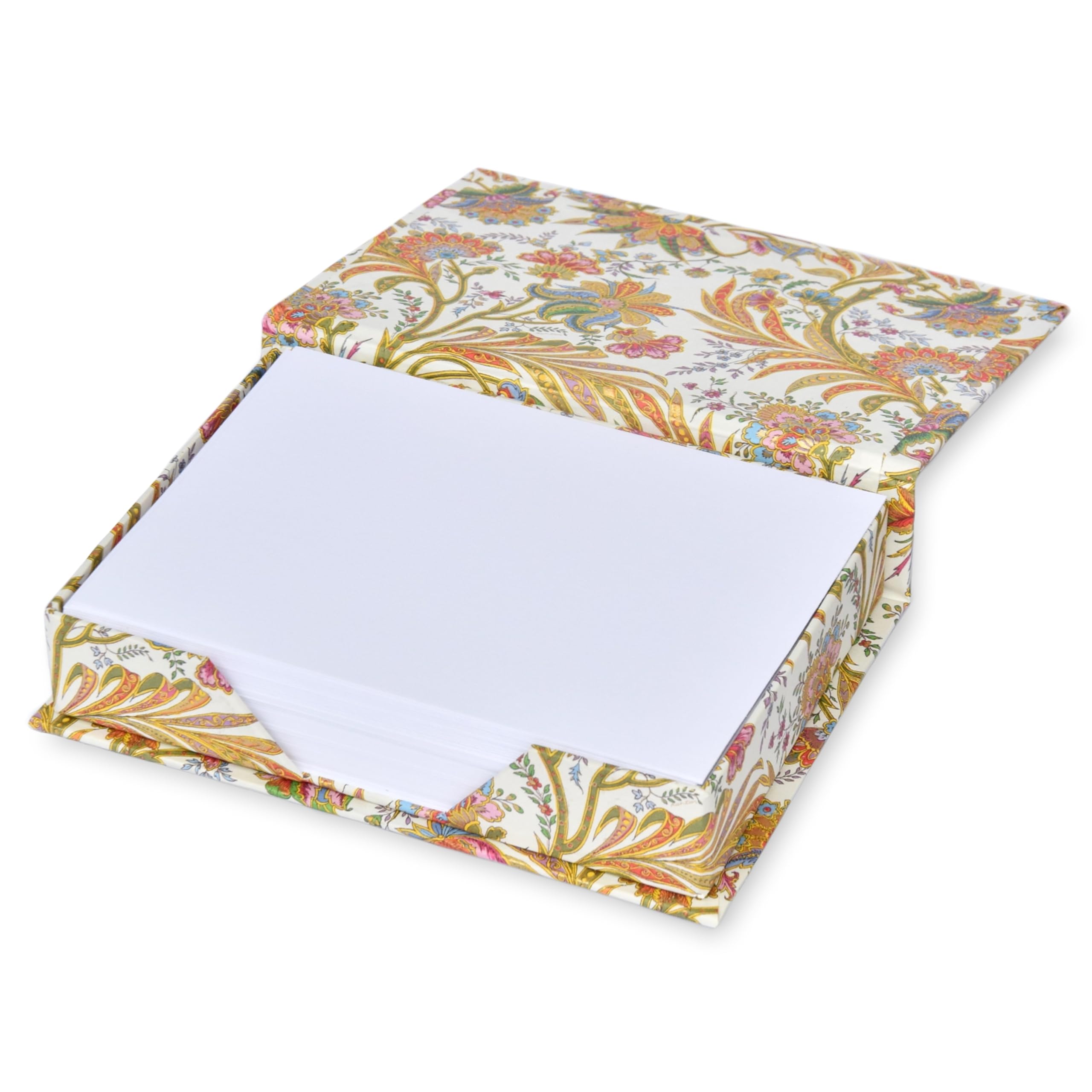 libralides - Zettelkasten handgefertigt mit Goldprägung „Cipro Deluxe“ aufklappbar (bunt mit Muster) Zettelbox bezogen mit Florentiner Papier - Zettelkästchen Notizzettelbox 15x11x3,5cm mit 150 Blatt