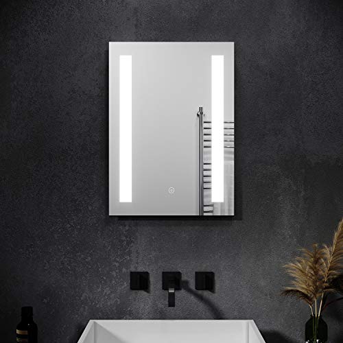 SONNI Badspiegel mit Beleuchtung 50x70cm beschlagfrei Badezimmer Wandspiegel mit Touch-Schalter Spiegel LED-Beleuchtung Kaltweiß IP44