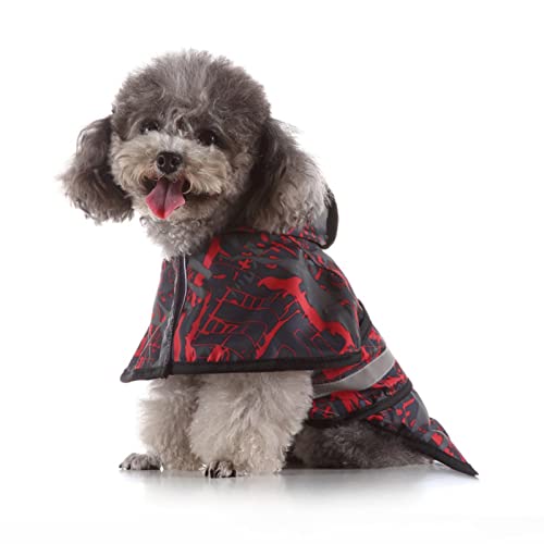 SUSOSU Hunde-Regenmantel Kleiner Großer Hund Großer Hund Haustier-Druck Regenmantel Reflektierende Hundekleidung Regenmantel Poncho,Red 1,XL