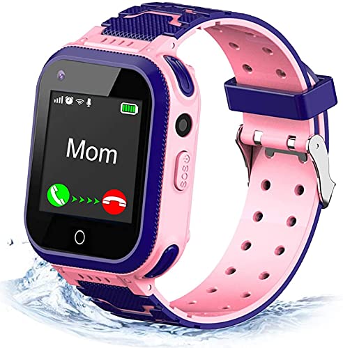 ele ELEOPTION 4G Kinder Smartwatch IP67 wasserdichte Kinderuhr mit GPS Position,Kamera,SOS,Anruf,Schrittzähler,Touchscreen,Video-Chat Smart Watch für Jungen und Mädchen (Pink T3)