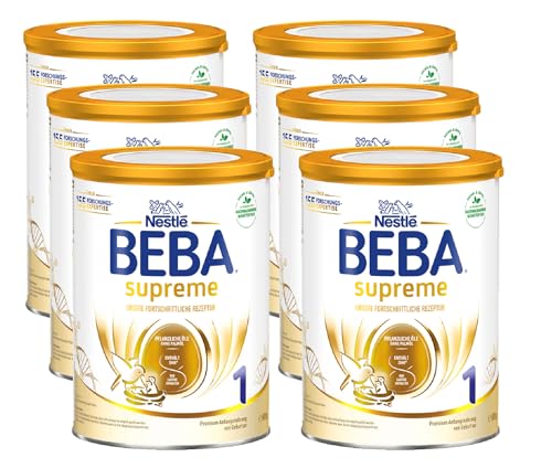 Nestlé BEBA SUPREME 1 Anfangsnahrung: von Geburt an, Pulver, mit Omega 3, 6er Pack (6 x 800g)