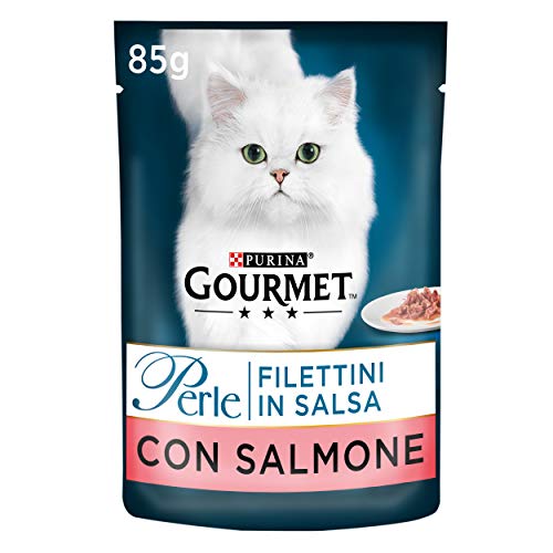 Purina Gourmet Perlen in Sauce Nassfutter für Katzen mit Lachs, 24 Beutel à 85 g