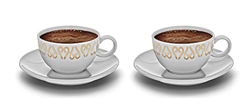 Arzum Okka Türkische Kaffeetassen 2er Set Porzellan in schwarzer Geschenkbox