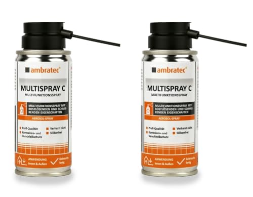 Ambratec Multispray C Wartungsspray mit hoher Kriechfähigkeit - löst festsitzende Teile, Schrauben und Bolzen, verdrängt Feuchtigkeit, eignet sich sehr gut als Schmiermittel und Verschleißschutz