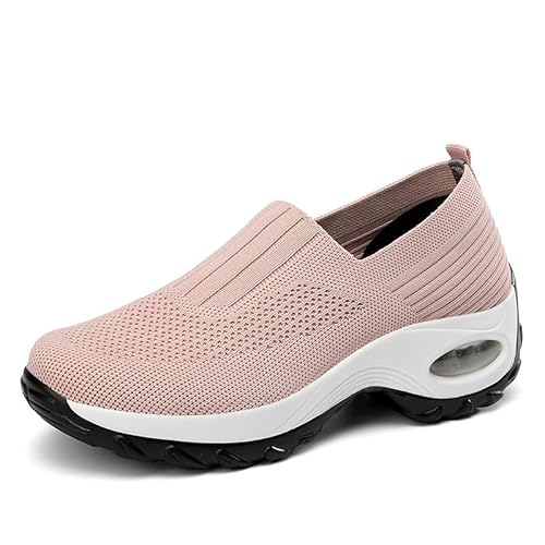 IXII Damen-Sneaker,Outdoor-Wanderschuhe Für Damen,Atmungsaktive Mesh-Laufschuhe,Schweißabsorbierende Einlegesohle, Trockene, Atmungsaktive Arbeitsschuhe-Flesh Pink||38EU
