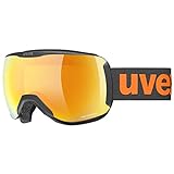 uvex downhill 2100 CV - Skibrille für Damen und Herren - konstraststeigernd - verzerrungs- & beschlagfrei - black matt/orange-yellow - one size