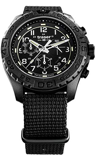 Traser H3 P96 Outdoor Pioneer Evolution Chrono Black Tactical Watch Militär Armbanduhr NATO Armband