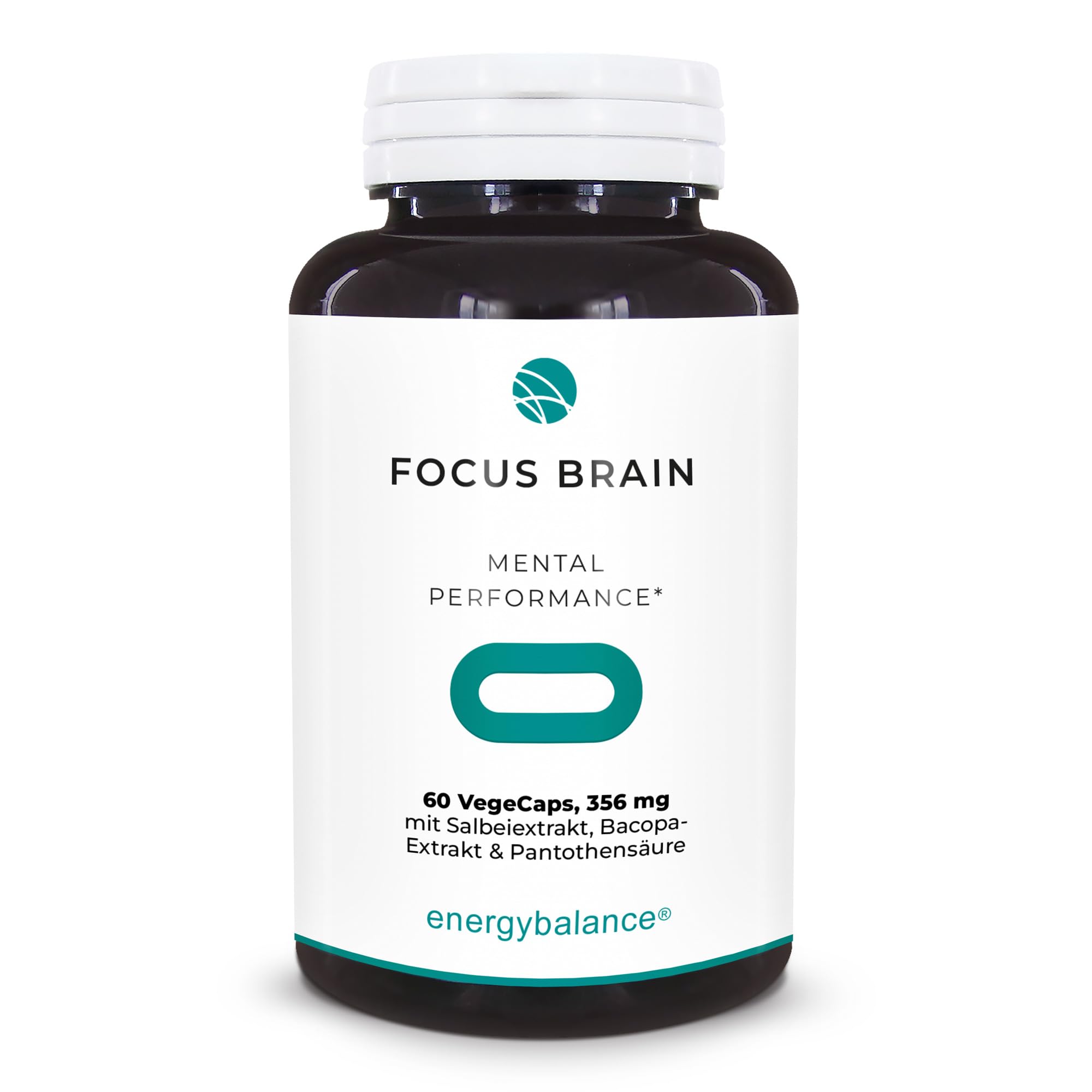 Focus Brain mit Salbei- und Bacoba-Extrakt & Pantothensäure, 60 VegeCaps