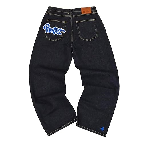 Y2k Hose Herren, Sporthose Herren Lang Minus-Two Baggy Jeans Jogginghose, Cargo Hosen Männer Hip Hop, Harajuku Denim Pants Herren Schwarze Outdoorhose Cargohose