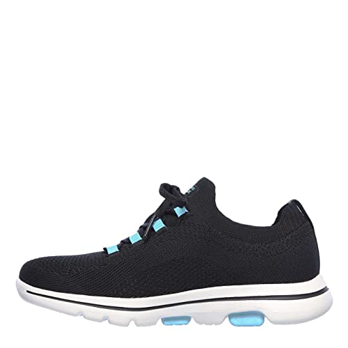Skechers Damen Go Walk 5-Uprise Sneaker, Schwarz (Black Textile/Turquoise Trim Bktq), 36 EU