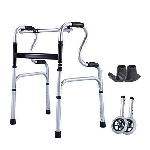 Faltbarer Rollator für ältere Menschen mit 2 Rädern, Gehgestell | Mobilitätshilfe | Rollatoren - Höhenverstellbarer Aluminium-Gehstockhalter für geriatrisches Handicap bariatrisch