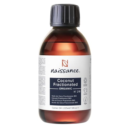 Naissance Fraktioniertes Kokosöl BIO (Nr. 218) - 225ml - BIO Zertifiziert, Fraktioniert, Flüssig Kokosöl für Haut, Kosmetik, Ätherische Öle