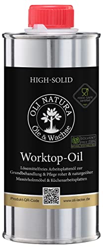 OLI-NATURA Worktop-Oil - Profi-Arbeitsplattenöl (250 ml), lebensmittelecht-zertifiziert, lösemittelfrei für Wohn-& Gastrobereich in Küche & Bad