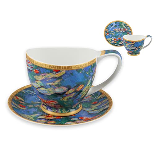 CARMANI - Keramik-Teetasse und Untertasse mit Oscar Claude Monet, Seerosen, 350 ml