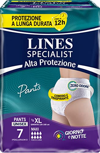 LINES SPECIALIST PANTS MAXI Unisex hoher Schutz für Inkontinenz Damen und Herren, Größe XL, Packung mit 7 Stück
