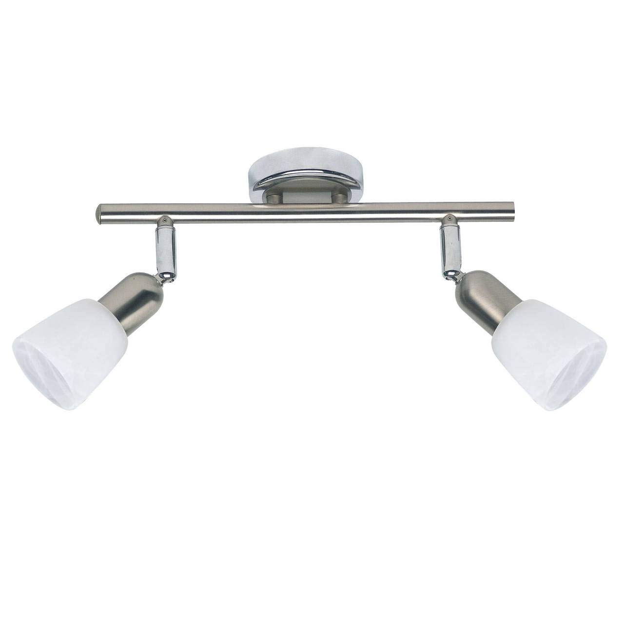 BRILLIANT Lampe Sofia Spotrohr 2flg eisen/chrom/weiß | 2x D45, E14, 40W, geeignet für Tropfenlampen (nicht enthalten) | Köpfe schwenkbar