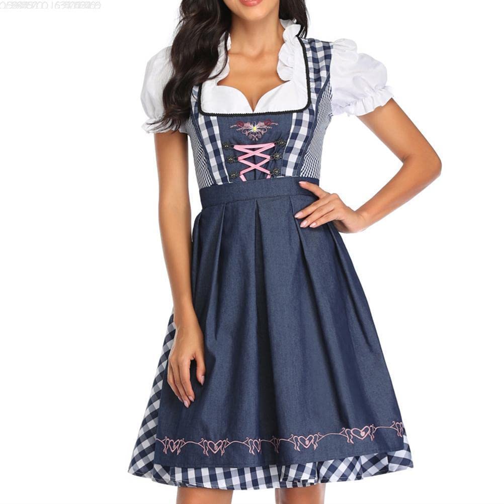 spier Oktoberfest-Kostüm für Damen, National Style Beer Festival Wench Kostüm Oktoberfest Dirndlkleid mit Schürze Maid Uniform Suit