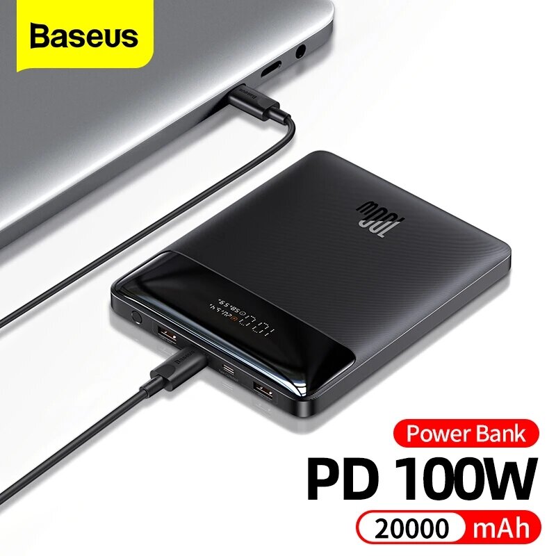 Baseus Klinge 100W 74Wh 20000mAh Power Bank Externes Batterie Netzteil mit 100W Type-C*2 & 30W USB-A*2 Schnellladung für