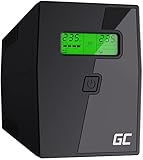 Green Cell USV 600VA 360W UPS Unterbrechungsfreie Stromversorgung mit spezielle GC Anwendung Überspannungsschutz 230V Line-Interactive Spannungsregelung AVR USV-Anlage USB/RJ11 2X Schuko LCD Display
