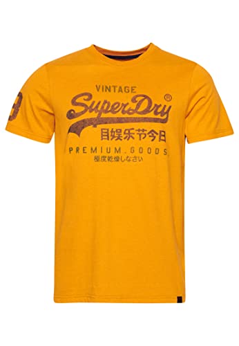 Superdry Mens Vintage VL Classic Tee MW T-Shirt, Thrift Gold Marl, X-Small