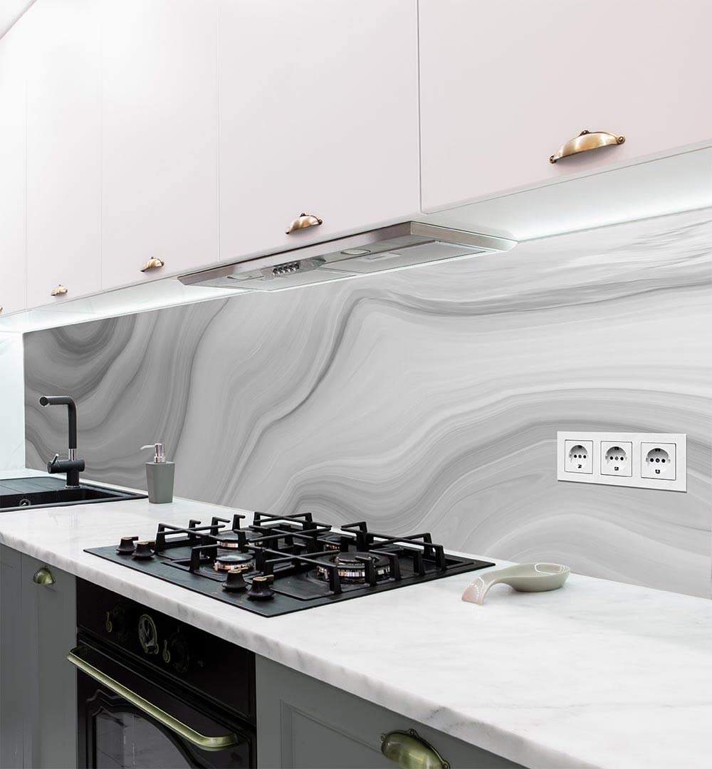 MyMaxxi - Selbstklebende Küchenrückwand Folie ohne Bohren - Motiv Marmor grau 60cm hoch - Wandbild Küche - Wand-Deko – Steine Mauer Farbverlauf 280 x 60cm