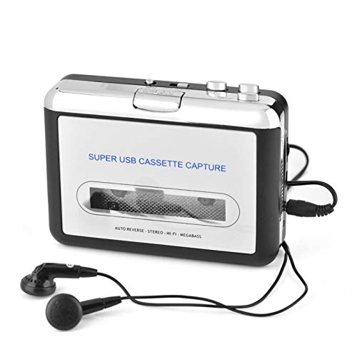 Sutinna Kassette zu MP3-Konverter, USB-Kassette zu PC MP3-CD-Umschalter Konverter Audio-Musik-Player mit Kopfhörern Kompatibel mit PC oder Laptop