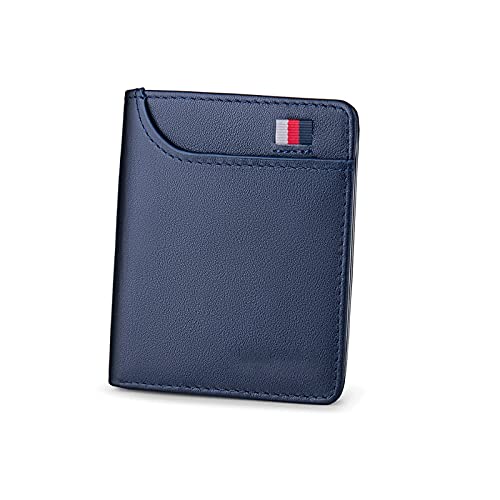 TABKER Herren Geldbörse Mode Ultra dünne dünne Kurze Brieftasche Männer Frauen kleine solide Brieftasche einfache Mini-Kartenhalter männlicher Geldbörse Freizeittasche (Color : Blue)