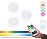 EGLO connect 3er-Set LED Einbauleuchten Fueva-C, Smart Home Einbaulampe, Material: Metallguss, Kunststoff, Farbe: Weiß, Ø: 8,5 cm, dimmbar, Weißtöne und Farben einstellbar