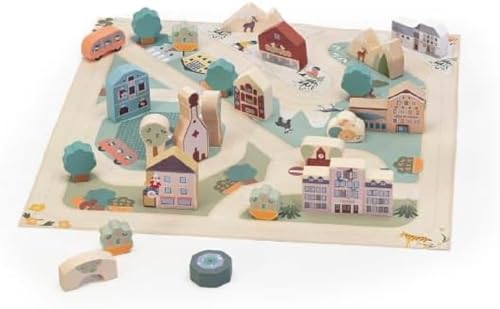 Sevi Puzzle StadtOrtisei | Trudi by Holzspielzeug für Kinder ab Zwei Jahren. Holz aus den Dolomiten | 28x5,5x28cm Nature | Modello 87859