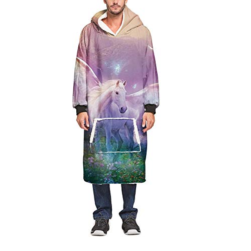 Hiser Übergroße Hoodie Sweatshirt Decke, Super Weiche Gemütliche Warme Komfortable Riesen-Hoodie Fronttasche Ultra Plüsch Pullover (Helles Lila,Einheitsgröße(110cm/43in))