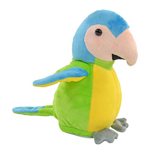 Kögler 75933 - Labertier Papagei Samira, ca. 22,5 cm groß, nachsprechendes Plüschtier mit Aufnahme- und Wiedergabefunktion, plappert alles witzig nach und bewegt sich, batteriebetrieben