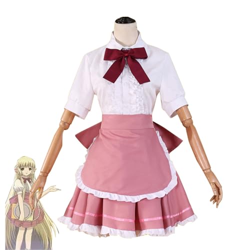 Bubels Chii Cosplay Kostüm Lolita Maid Kleid Halloween Party Outfits Komplettes Set,Pink-XL