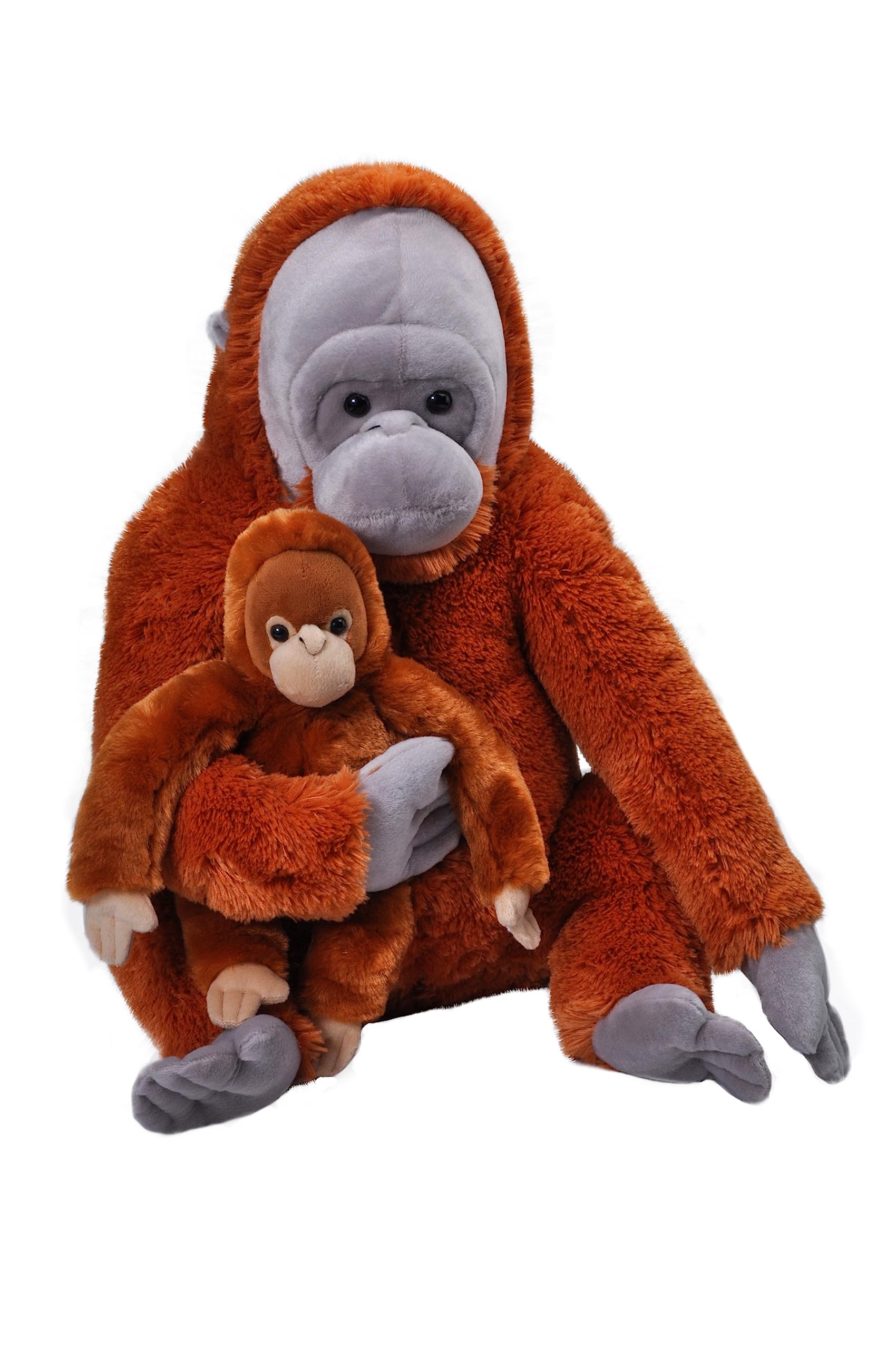 Wild Republic Mom and Baby Jumbo Orangutan, Großes Kuscheltier, 76 cm, Geschenkidee für Kinder, Kuscheltier mit Baby, Riesen-Stofftier aus recycelten Wasserflaschen