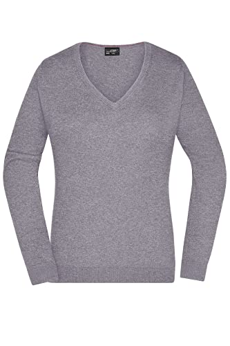 Ladies' V-Neck Pullover - taillierter Damen V-Neck Pullover L,grey-heather