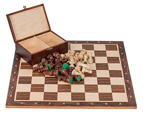 Square - Pro Schach Set Nr. 6 - Deutschland - Exklusiv - Schachbrett - Palisander/Bergahorn + Schachfiguren Staunton 6 - Schachspiel aus Holz
