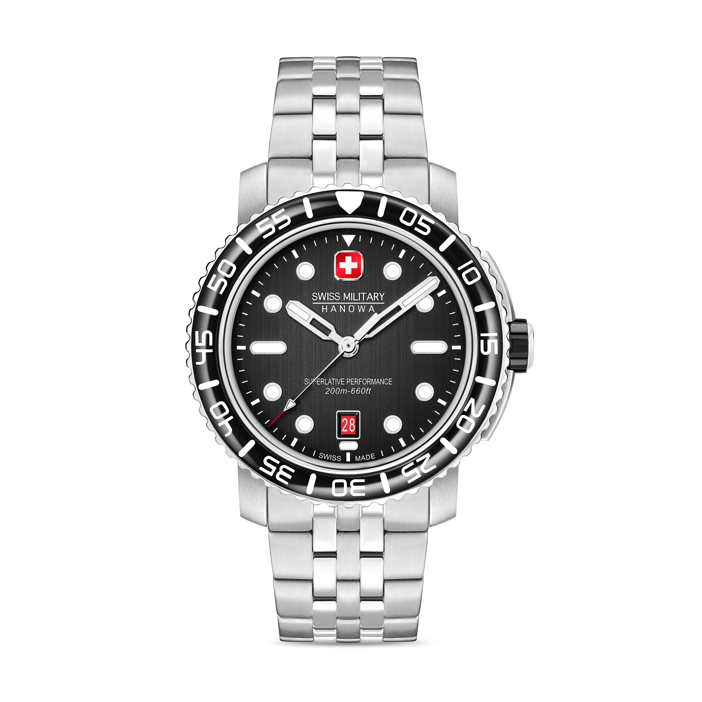 Swiss Military Hanowa Herren Analog Schweizer Quarzwerk Uhr mit Edelstahl Armband SMWGH0001702