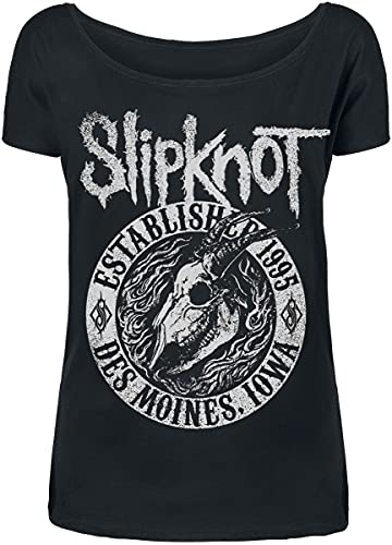 Slipknot Flaming Goat Frauen T-Shirt schwarz S 100% Baumwolle Band-Merch, Bands