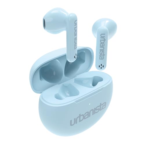Urbanista True Wireless In Ear Kopfhörer Bluetooth 5.3, IPX4 Earbuds kabellos mit Zwei Mikrofonen, 20 Stunden Spielzeit, Touch-Bedienung, TWS USB C Ladecase, Austin, Blau