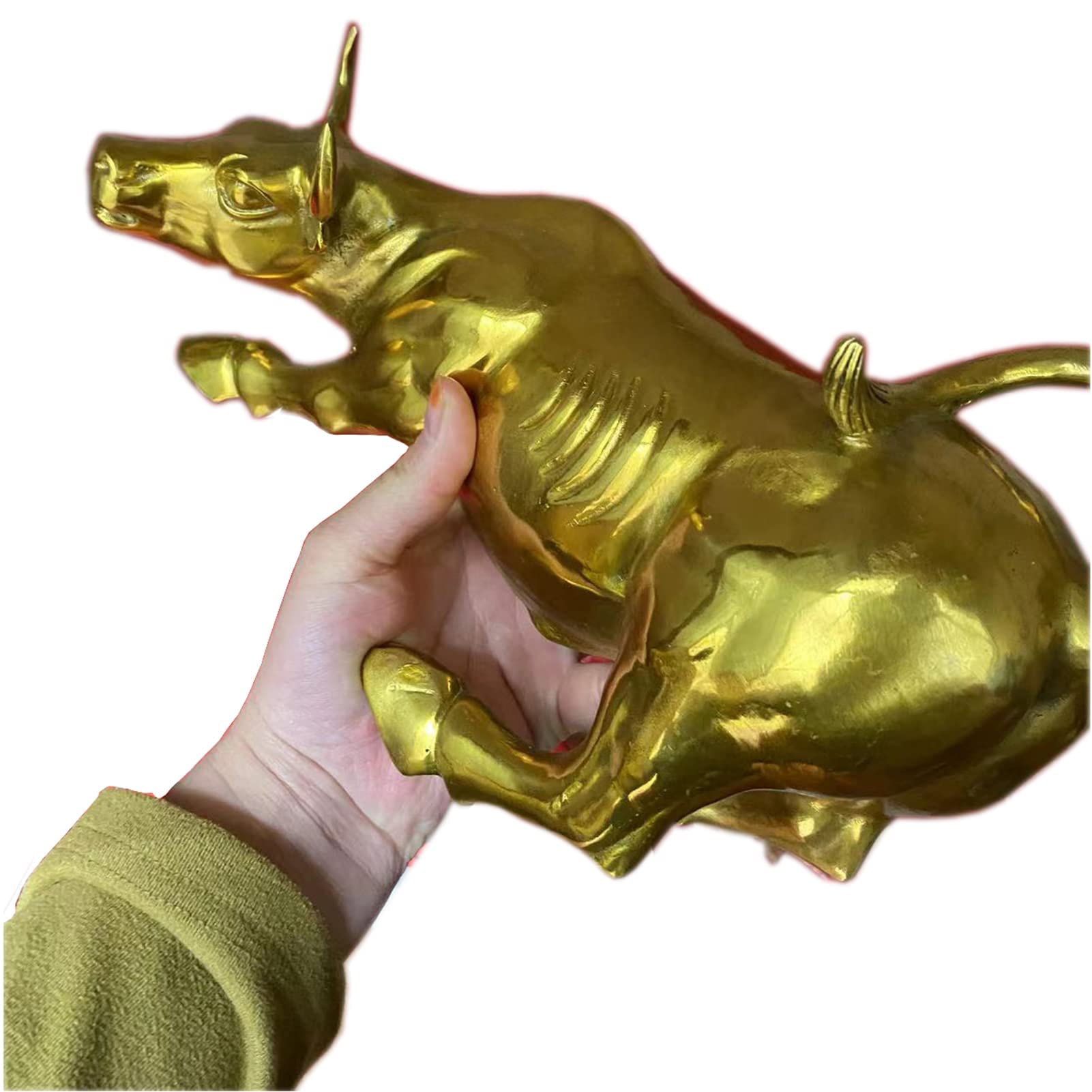 Pevfeciy Feng Shui Fortune Messing Figur Messing Wall Street Bull Statue Skulptur,(31cm/2.6Kg) Dekoration Wohnzimmer,Bull Repräsentiert Viel Glück Der Karriere Und Reichtum,Gold,XXL