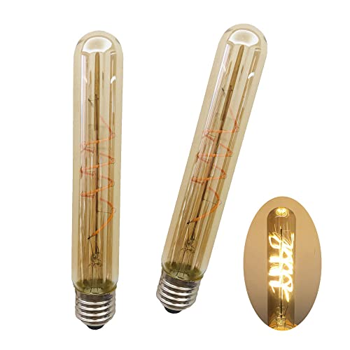 Ruihua 2Stück T30 7W Dimmbare Edison LED Glühbirne 185MM Röhrenförmige Bernstein Glas Beleuchtung Warmweiß 2700K 700LM Vintage Retro Lampe Schraubverschluss E27