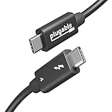 Plugable Thunderbolt 4 Kabel mit 240 W Ladekabel, Thunderbolt-zertifiziert, 1 m, 1 x 8K-Display, 40 Gbit/s, kompatibel mit USB4, Thunderbolt 3, USB-C – treiberlos