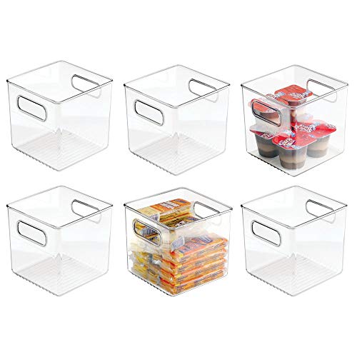 mDesign 6er-Set Aufbewahrungsbox mit Griffen – praktische Kühlschrankbox zur Lebensmittelaufbewahrung – Ablage aus BPA-freiem Kunststoff für den Küchen- oder Kühlschrank – durchsichtig