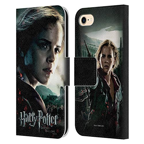 Offizielle Harry Potter Hermione Granger Deathly Hallows VIII Leder Brieftaschen Handyhülle Hülle Huelle kompatibel mit Apple iPhone 7 / iPhone 8 / iPhone SE 2020