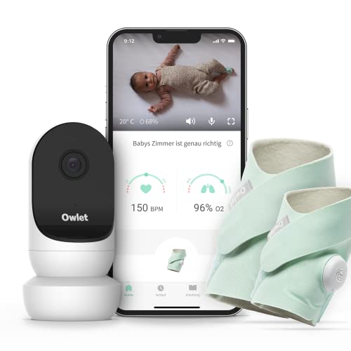 Owlet 2-in-1 Babyphone Duo Plus 2: Smart Sock 3 Plus, HD Kamera 2, Mintgrün