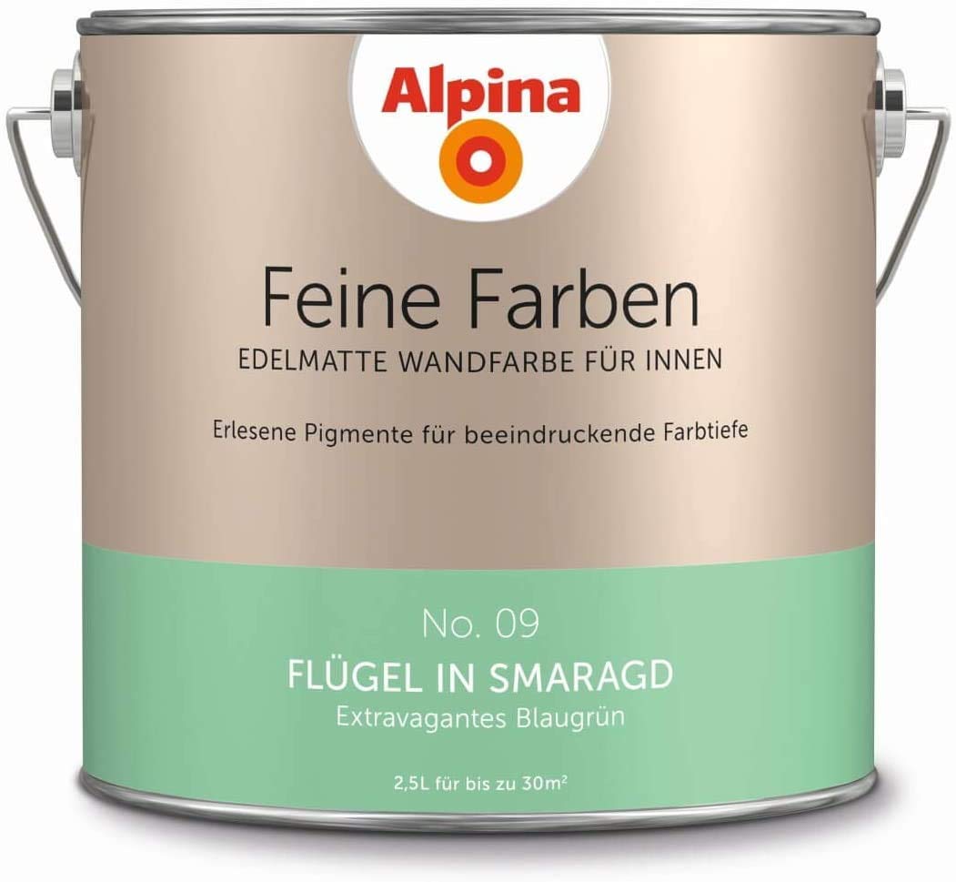 2,5 Liter ALPINA Feine Farben edelmatte Wandfarbe No.9 "Flügel in Smaragd" fuer innen