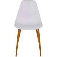 Esstisch Stühle in Weiß Kunststoff Metallgestell in Eichefarben (Set)